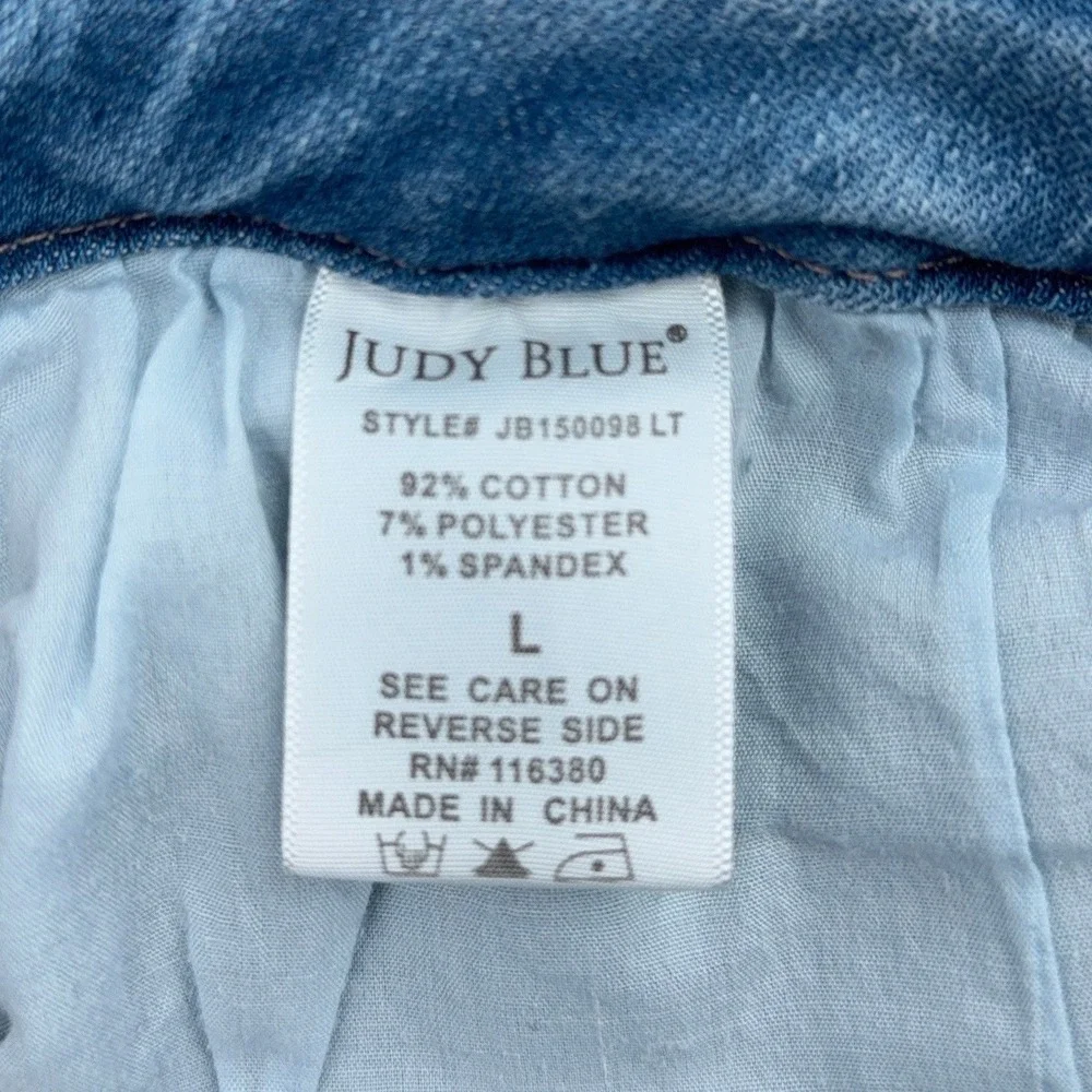 Judy Blue Braided Waistband Women Large Cotton Blend Light Wash Denim Shorts L - Picture 4 of 8